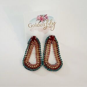 Rainbow Rhinestone Statement Earrings